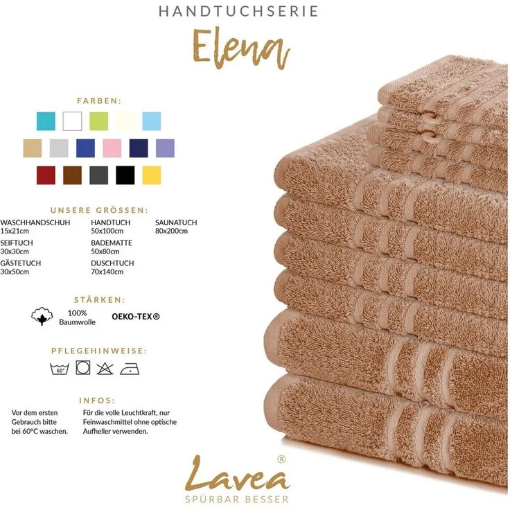 Lavea Badematte 4er Set Badeteppiche Elena Frottee 50x80 cm Badvorleger, 100% Baumwolle, 500 g/m² Frottier, weich & saugstark, pflegeleicht