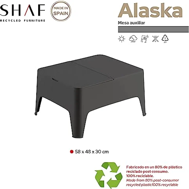 Shaf - Alaska | Garten Beistelltisch Outdoor | Balkon Möbel für Terrasse oder Garten - Anthrazit – Bild 5