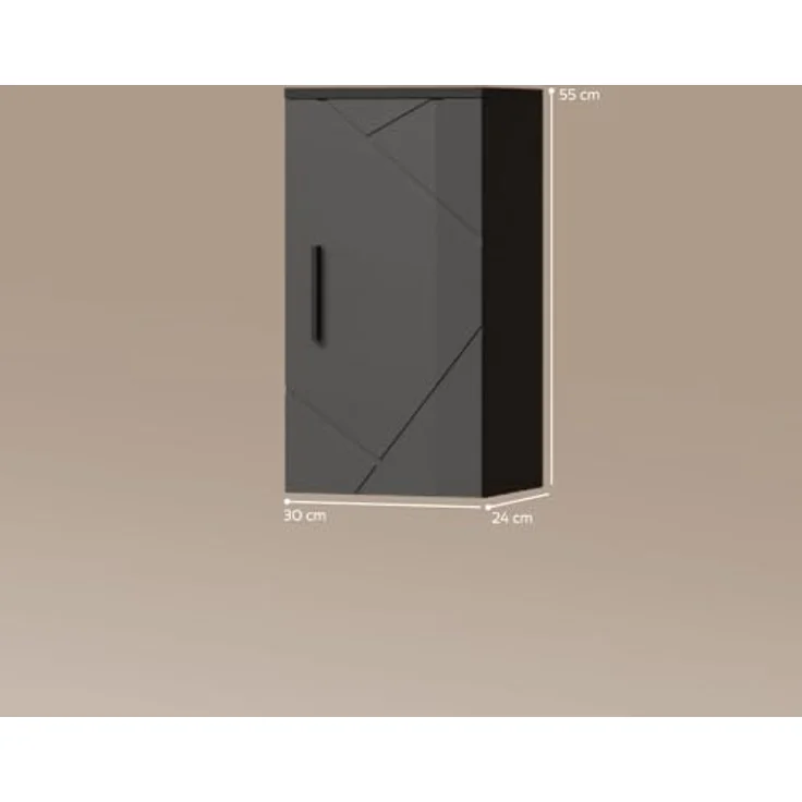 Livinity® Hängeschrank Ronco, Anthrazit Hochglanz, 30 x 59 cm – Bild 4
