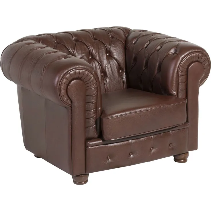 Sessel Kalea Bezug Wischleder Buche nussbaum dunkel / braun 21371
