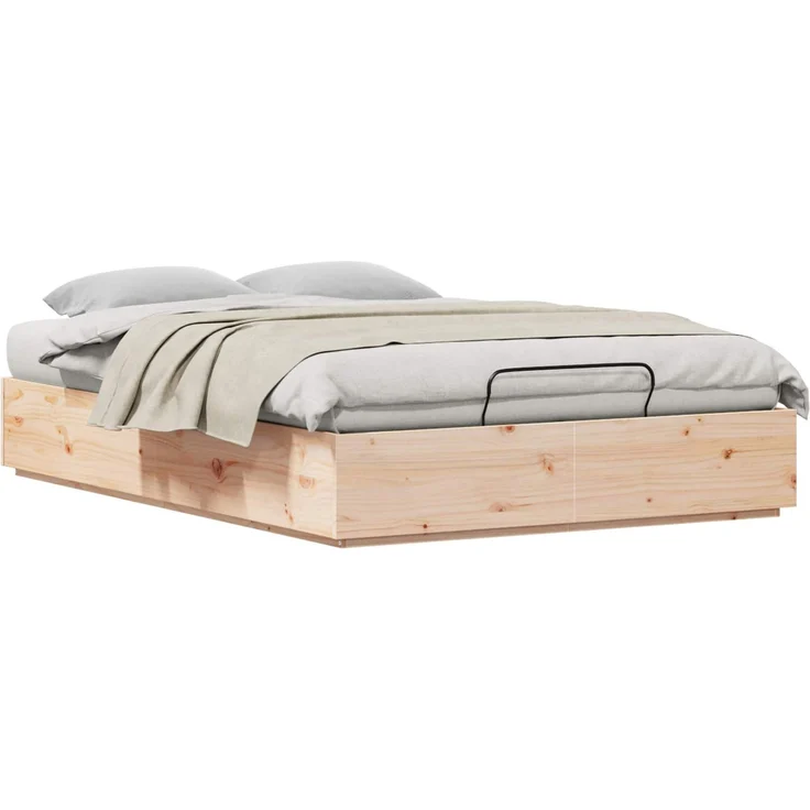 vidaXL Ottoman Bettgestell Natur 135x190 cm Massives Kiefernholz 3418741 – Bild 2