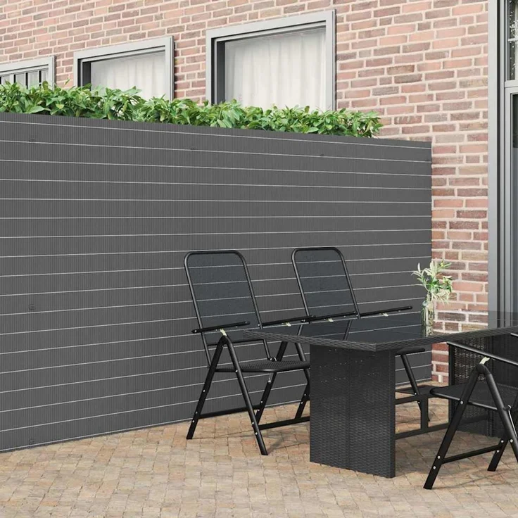 vidaXL Gartenzaun Doppelseitig Grau 1,8x5 m PVC 42002627 – Bild 1