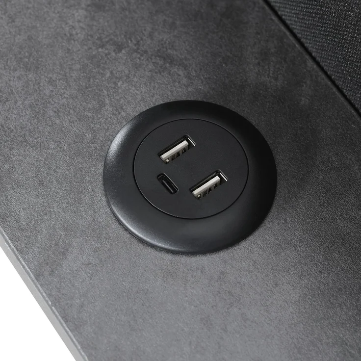 Polsterbett 140×200 cm aus Leinen-Stoff mit LED-Beleuchtung und USB-C-Ladestation, grau – Bild 10