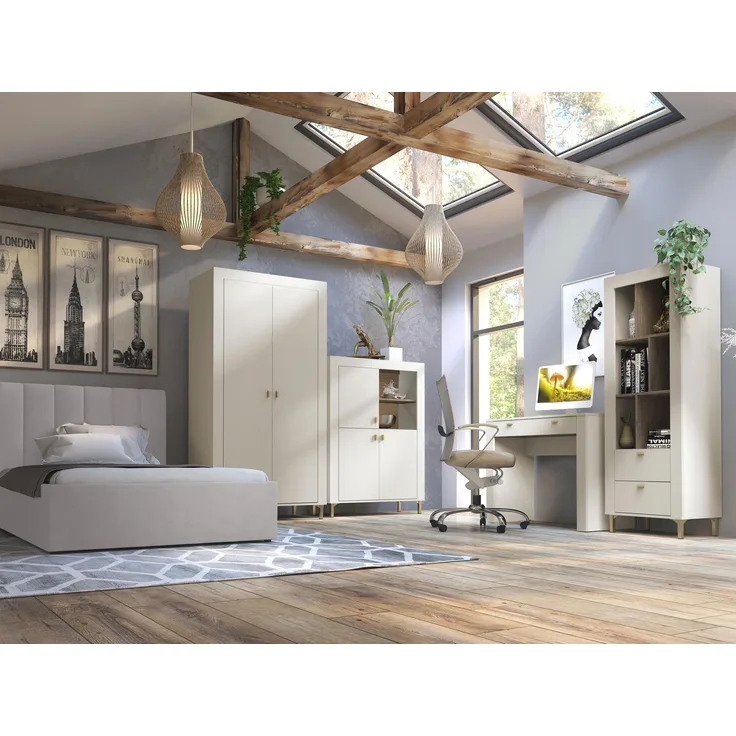 Jugendzimmer-Set Mossa II (Farbe: Cashmere / Cashmere + Eiche Whisky + Cloud 82)