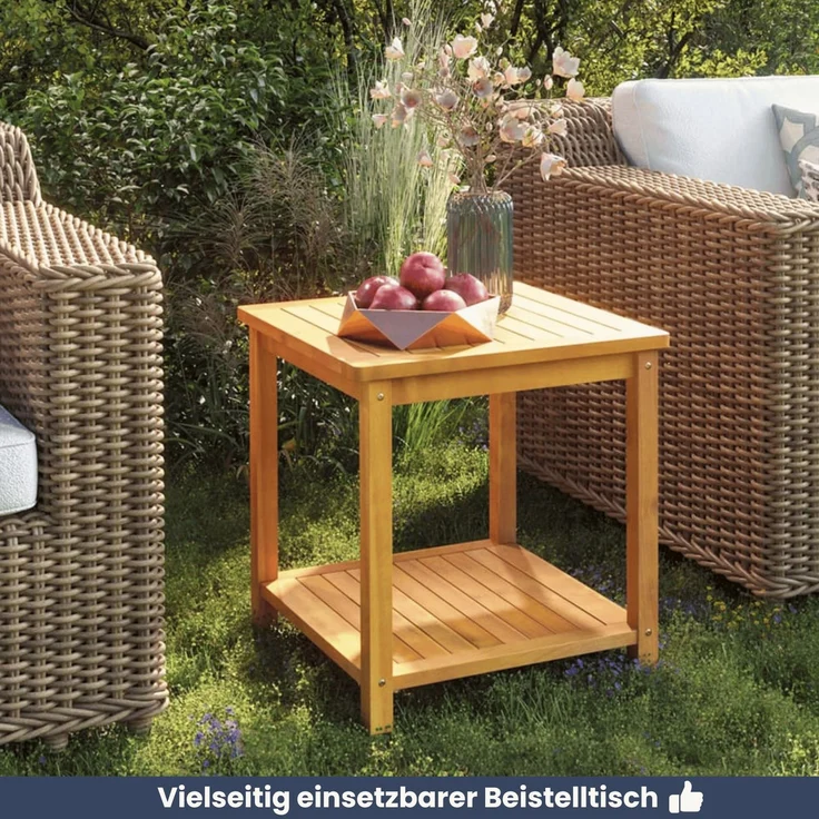 DELUKE® Beistelltisch Holz EMMI - Massivholz, 45x45x45cm | Couchtisch Akazie Beistelltisch Couch Holztisch Outdoor Sofatisch Gartentisch eckig – Bild 6