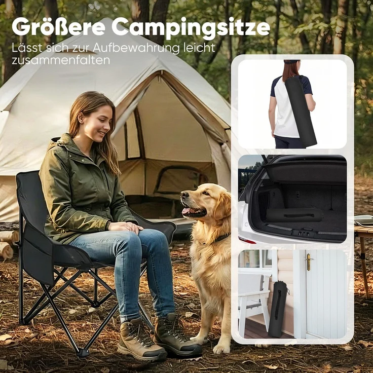 Sunula 2er Set Campingstuhl Faltbar Angelstuhl Klappsessel mit Tragetasche für Garten, mit Tragetasche, Klappstuhl bis max. 100 kg – Bild 5