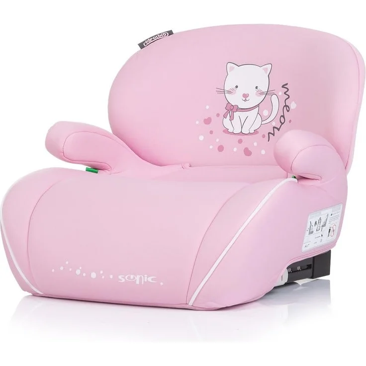 Chipolino Kindersitz, Sitzerhöhung Sonic Isofix, i-Size, 125-150 cm, Armlehne rosa weiß – Bild 2
