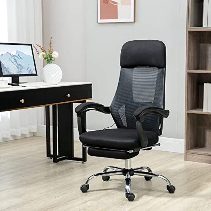 Vinsetto Bürostuhl mit Massagefunktion und Liegefunktion, ergonomischer Gaming Stuhl mit USB-Schnittstelle und atmungsaktivem Netzgewebe – Bild 2