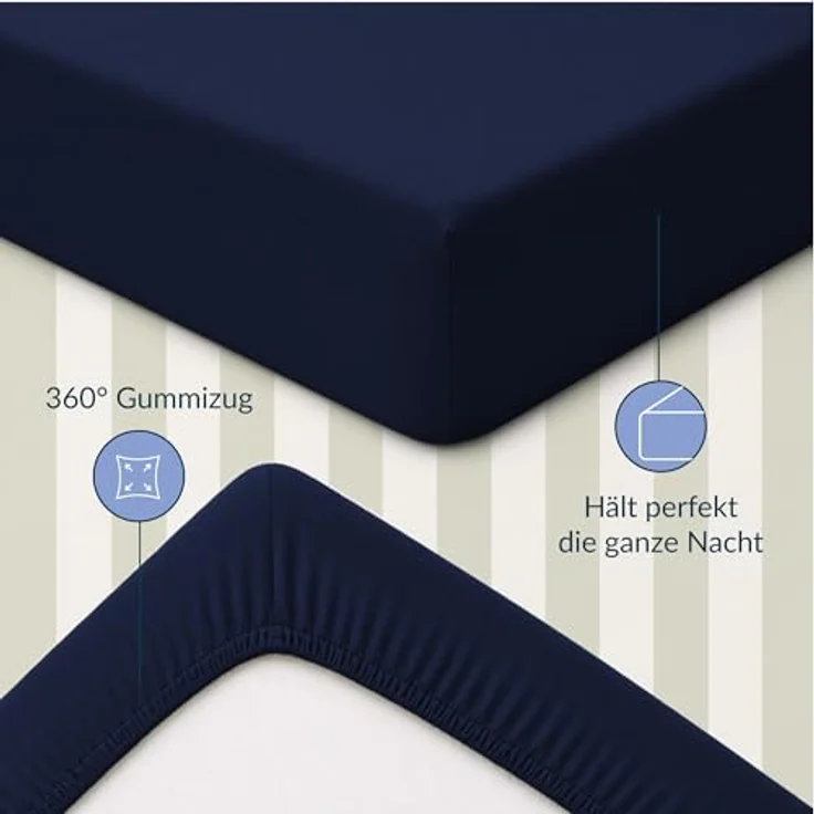 Twinzen Spannbettlaken 90x200cm / 90x190cm - 100% Jersey Baumwolle, Dunkelblau, Oeko-Tex zertifiziert, atmungsaktiv und bügelfrei – Bild 5