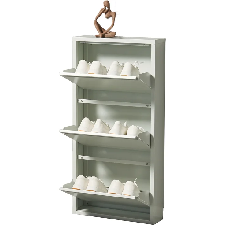 Schuhkipper >Bert< 3 Klappen, 6 paar Schuhe, weiß, Metall - 51x104x16cm (BxHxT) – Bild 6