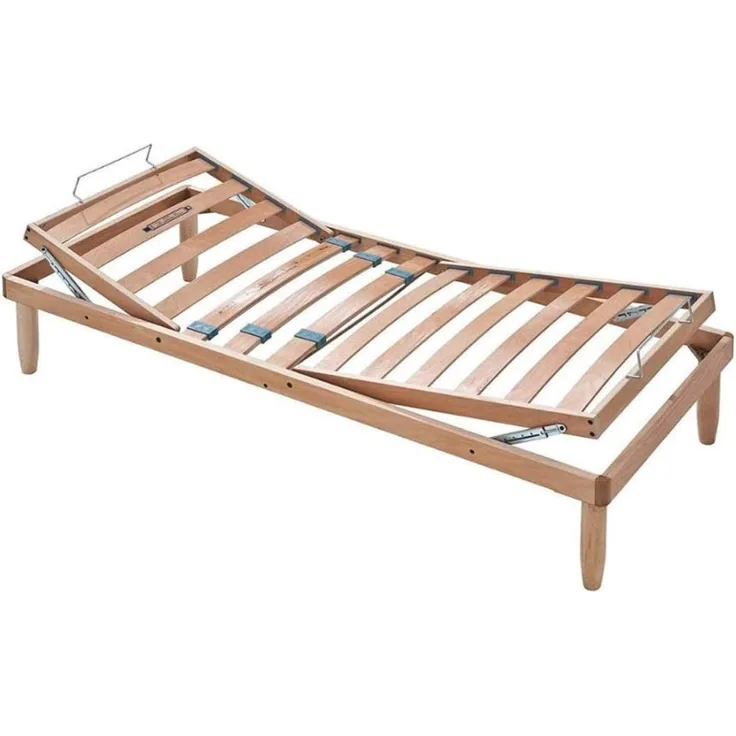 EVERGREENWEB ✅ Lattenrost 120x200 cm aus Natürliche Buchenholz, Manuelle Wendung, Kopf und Fuß verstellbar & Matratzenhalter,Othopädisches Klappbett mit Steifigkeitsreglern 4 Beine abnehmbar | ORANGE