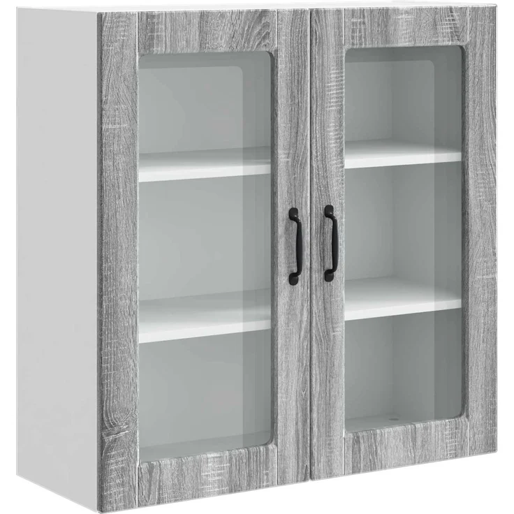 vidaXL Wandglas-Schrank PORTO Sonoma-Grau 80 x 31 x 80 cm 885421 – Bild 2