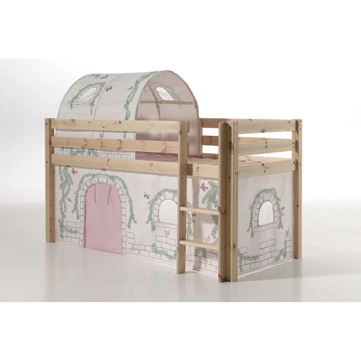 Kinderbett Karolina 210x114x106 Massivholz Natur Textilset Burg 2 – Bild 2