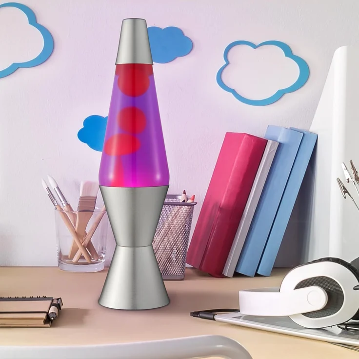 Lava® Lampe Pink/Lila silberner Fuß 37 cm – Bild 7