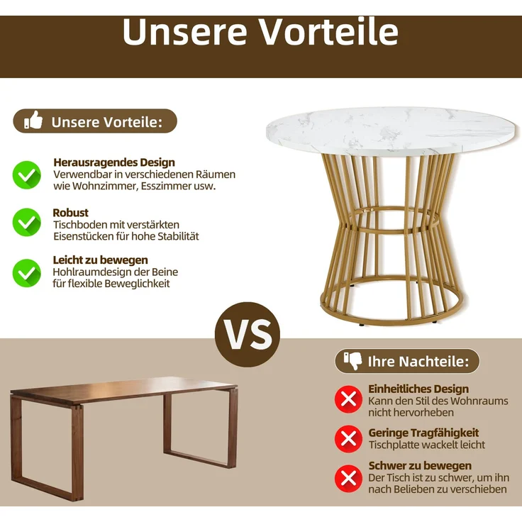 Esszimmer-Set 5-teilig Runder Tisch 100cm & 4 Grau Samtstühle Metallbeine moderner Küchentisch – Bild 3