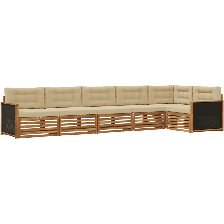 vidaXL Outdoor-Sofagarnitur 6 stk. 6-Sitzer Natur und Beige 3383406 – Bild 2