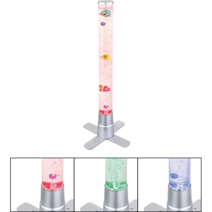 Stehleuchte LED Wassersäule beleuchtet mit Fischen Farbwechsel Deko 9017