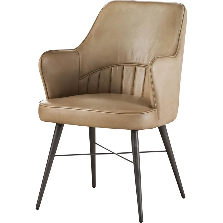 Stuhl Echtleder 55x62x84 beige IRON LABEL #130