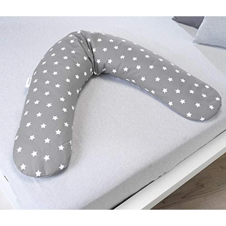 Theraline Ersatzbezug für Stillkissen Das Komfort, 180 cm, kuschelige Baumwolle, waschbar, Big Stars Grau – Bild 2