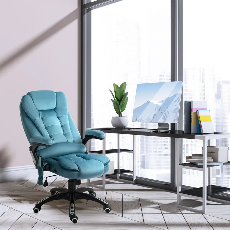 MELAYR, Massagesessel Chefsessel Gamingstuhl Massagebürostuhl Blau, 67 x 74 x 116 cm – Bild 4