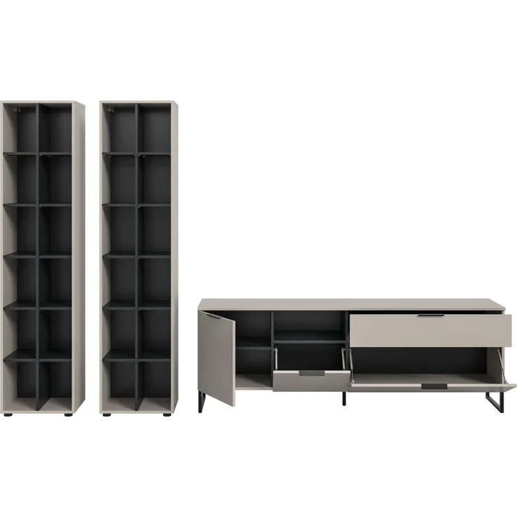 Wohnwand >Noida< in kaschmir - 305x192x41cm (BxHxT) – Bild 3