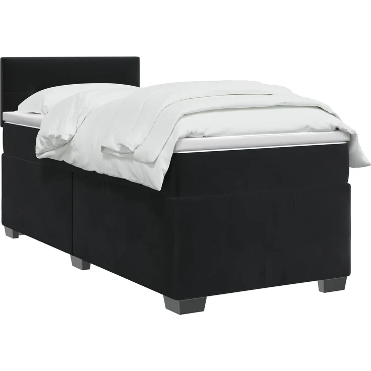 vidaXL Boxspringbett mit Matratze Schwarz 90 x 200 cm Samt 3450640 – Bild 3