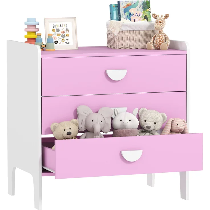 AIYAPLAY Kinderkommode, MDF, Rosa, 60L x 40B x 60H cm