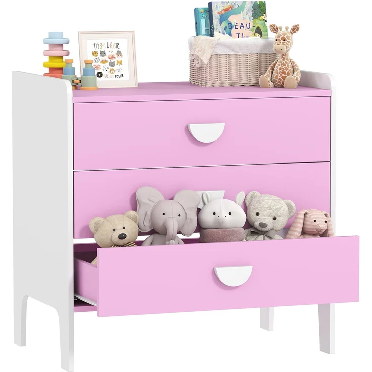 AIYAPLAY Kinderkommode, MDF, Rosa, 60L x 40B x 60H cm – Bild 1