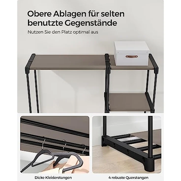 Songmics Kleiderständer, Kleiderschrank offen,2 Hängefächer – Bild 6
