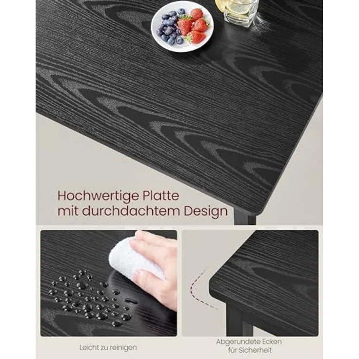 VASAGLE Esstisch, Küchentisch, 70 x 110 x 77 cm, Esszimmertisch für 4 Personen, Tisch Wohnzimmer, Schreibtisch, für Esszimmer, Küche, Industrie-Design, ebenholzschwarz-Mattschwarz KDT081B02 – Bild 5
