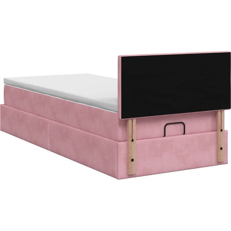 vidaXL Ottoman Bett mit Matratze mit Kopfteil Rosa 100 x 200 cm Samt 3457634 – Bild 9