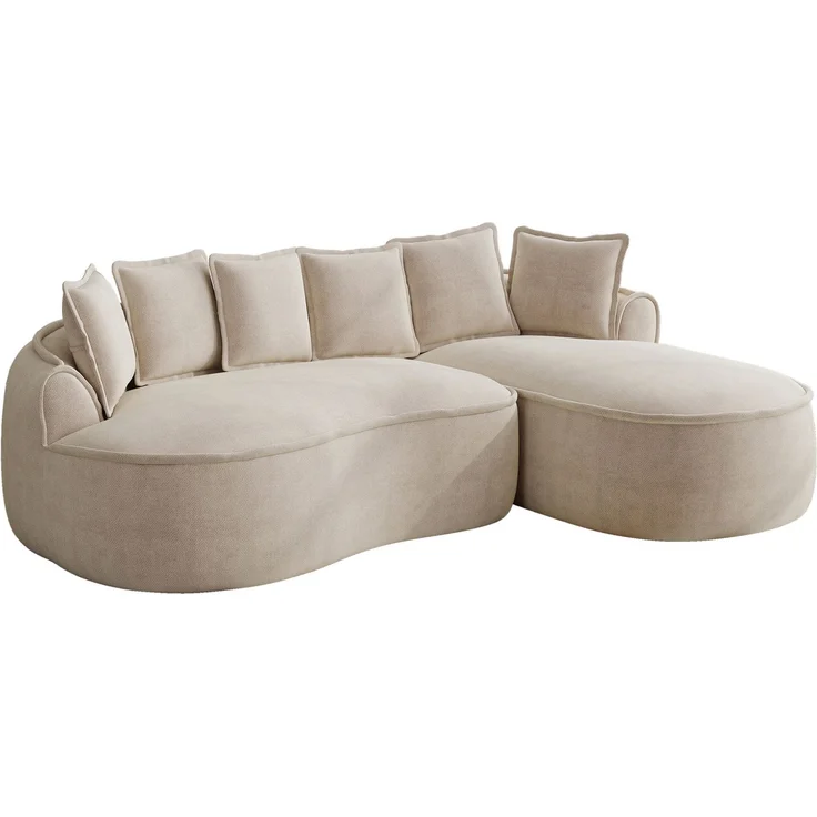 Modulares Sofa aus Chenille mit Chaiselongue, tiefe Sitzfläche, 252 x 164 x 67 cm, Hellbraun – Bild 4