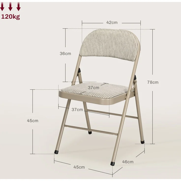 HOMCOM Klappstühle, Polyester, Stahl, Beige, 45L x 46B x 78H cm – Bild 3