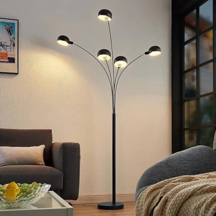 Lindby Stehlampe Jewa, Metall, Schwarz IP20, 5 x 10 W LED – Bild 2