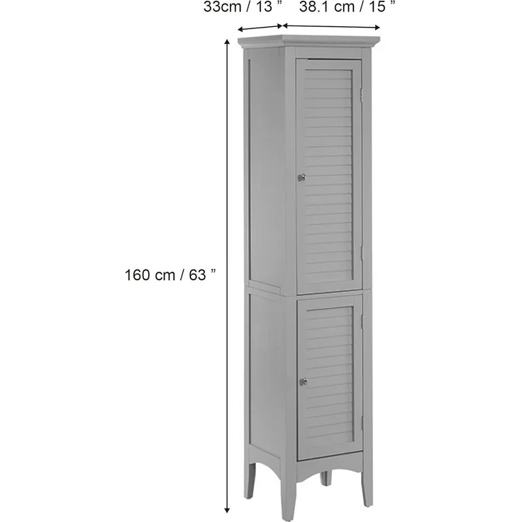 Teamson Home Glancy Wooden Leinenturm hoher Badezimmerschrank grau ELG-640 mit Lagerung – Bild 3