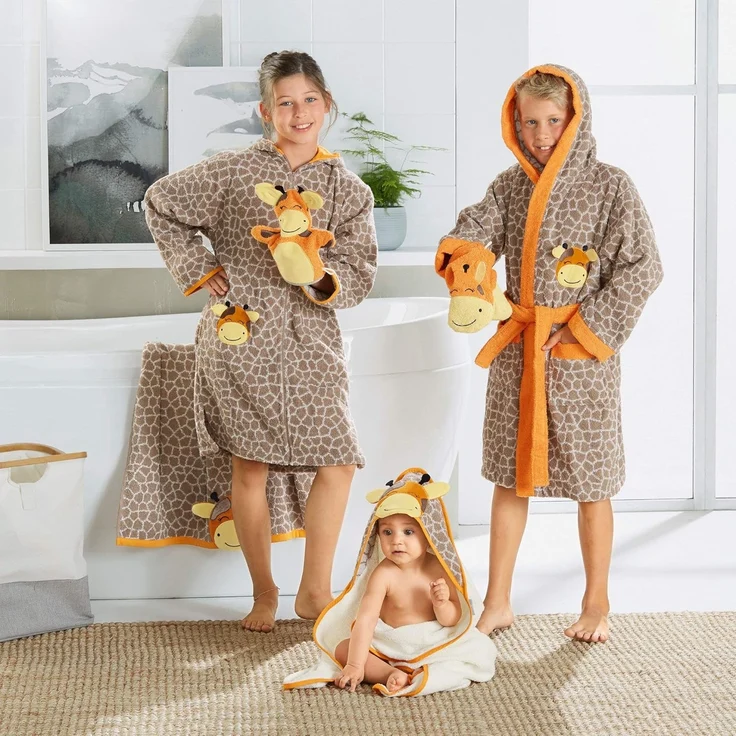 Erwin Müller Waschhandschuh Kinder-Waschhandschuh 2-in-1 "Giraffe", (1-St), Walk-Frottier Uni – Bild 5