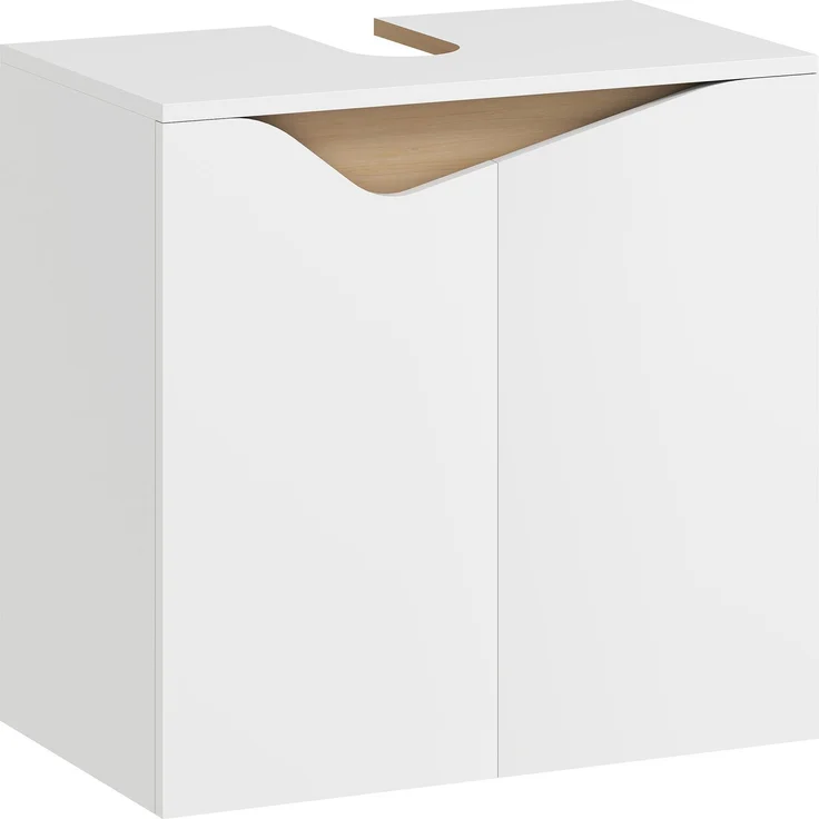 Mobiler Waschtischunterschrank mit 2 gedämpften Türen für Waschbecken ohne Sockel, 60 x 35 x 57,9 cm, Weiß – Bild 1