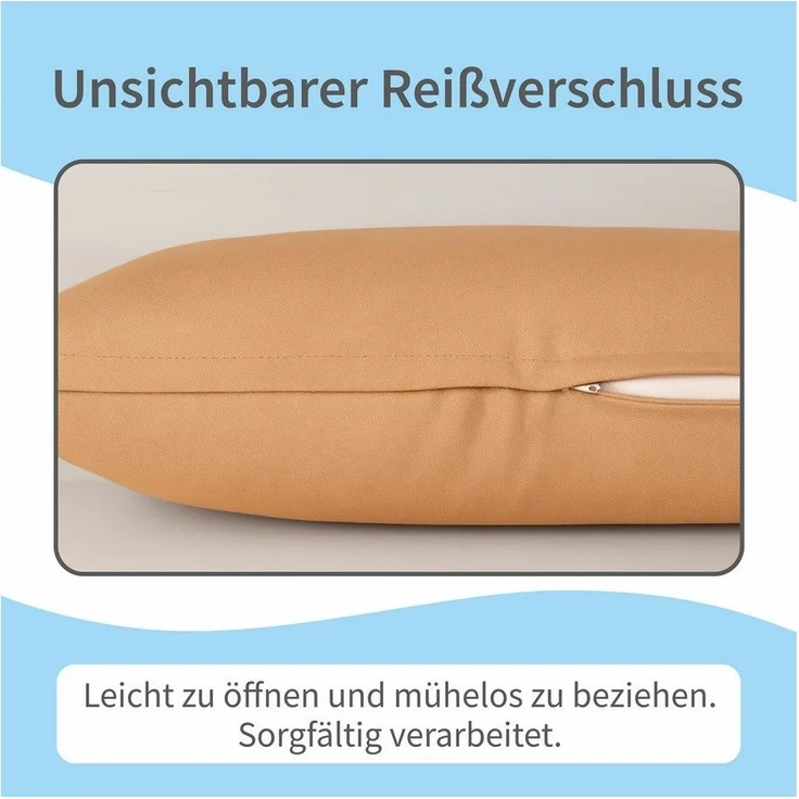 matches21 HOME & HOBBY Kissenbezüge 2er Set Kissenhülle 40x40 cm hellbraun pflegeleicht mit Reißverschluss, (2 Stück), Zierkissen-Bezüge einfarbig für Couch-Kissen mit Lotuseffekt – Bild 3