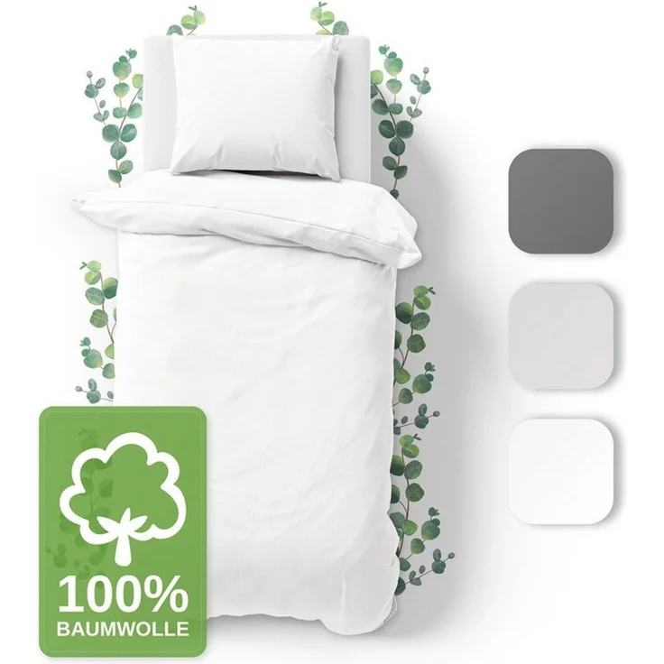Jacobson Bettwäsche Set - 100% Baumwolle, Perkal, 2 teilig, Erhältlich in den Größen 135x200, 155x220, 200x200, 200x220, 240x220 – Bild 1