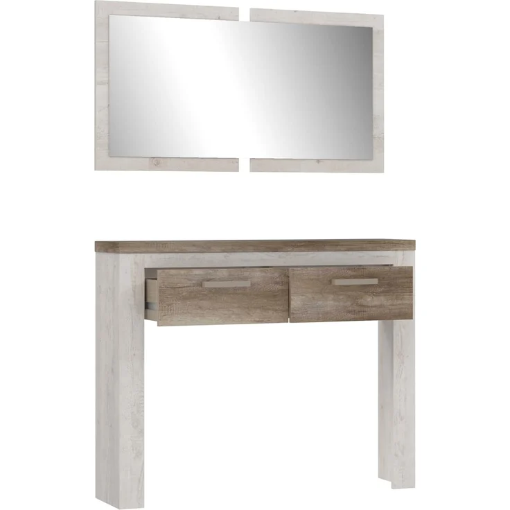Forte Möbel Kompaktgarderobe, Holzwerkstoff, Pinie weiß/Antikeiche, B x H x T: 115 x 176 x 25,8 cm – Bild 5