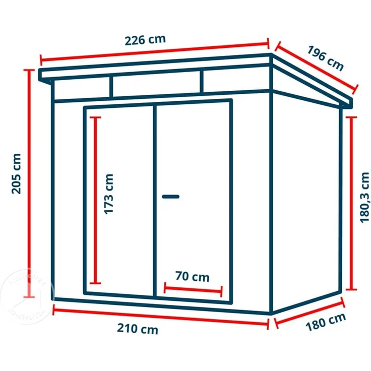 GFP Primeyard Gerätehaus Metall Gartenhaus 210x180x205 cm Geräteschuppen Satteldach anthrazit – Bild 10