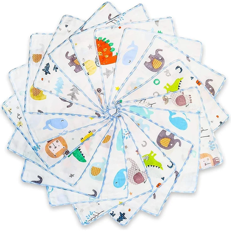 Omilion Baby Musselin Waschlappen aus Baumwolle 18 Stück, Kinderservietten, Baby Handtücher Set für Neugeborene, Weiche Baby Gesichtstücher und Badetuch, Weich und atmungsaktiv – Bild 1