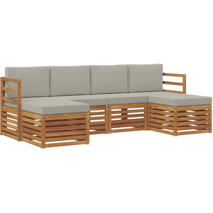 vidaXL Outdoor-Sofagarnitur 6 stk. 6-Sitzer Natur und Hellgrau 3375231 – Bild 2