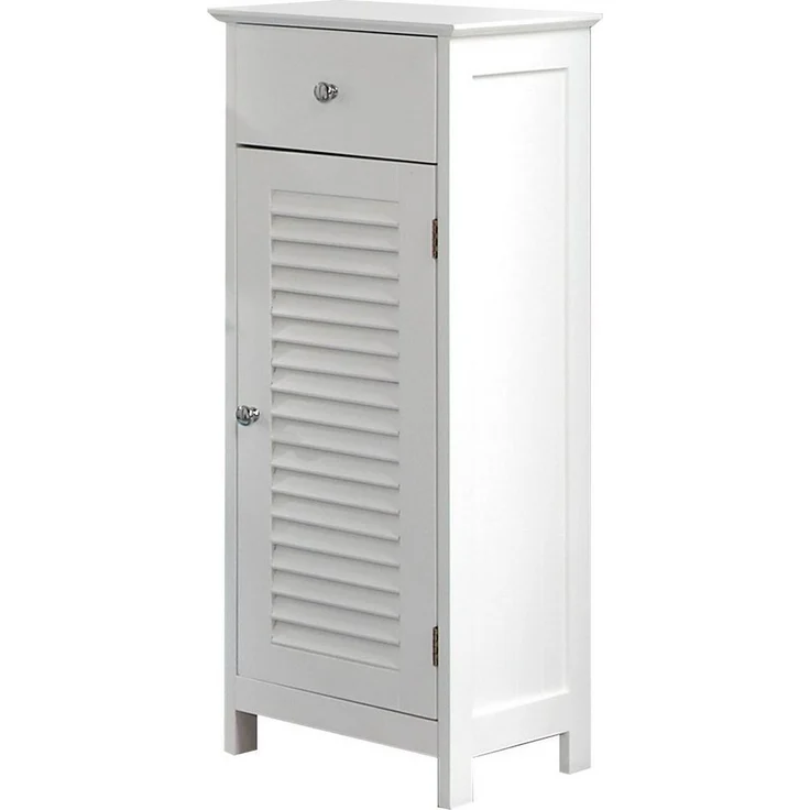 Saphir Unterschrank Quickset 928 Badschrank mit 1 Tür, 1 Schublade, 1 Einlegeboden, Weiß Badezimmer-Unterschrank 32 cm breit, Knopfgriffe, Landhaus-Stil – Bild 5
