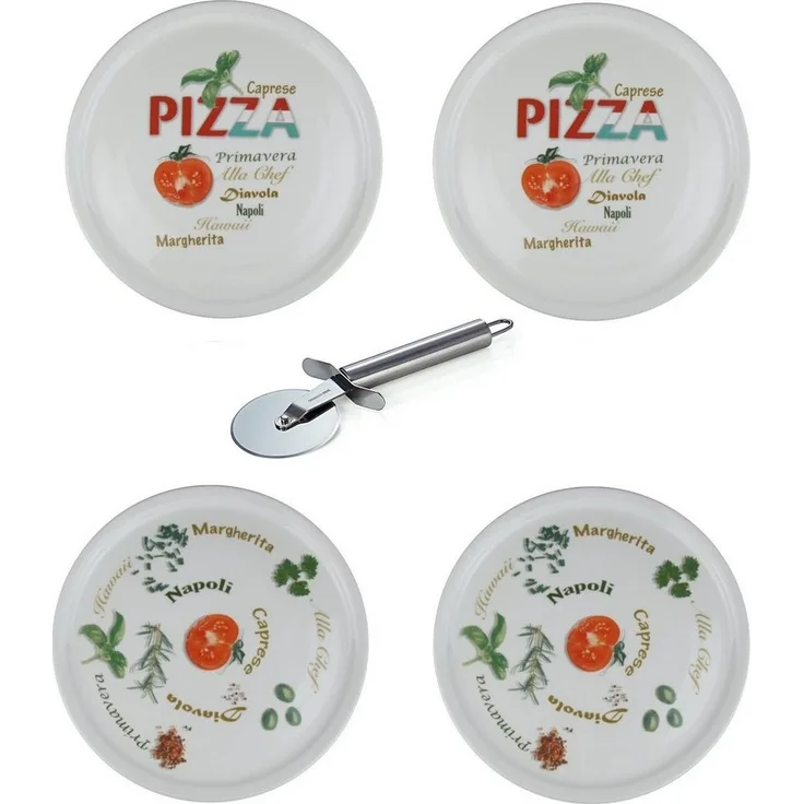 Retsch Arzberg Pizzateller Ø 30cm mit Dekor Set, (4 St), aus Porzellan spülmaschinengeeignet, pro Set 2 verschiedene Motive