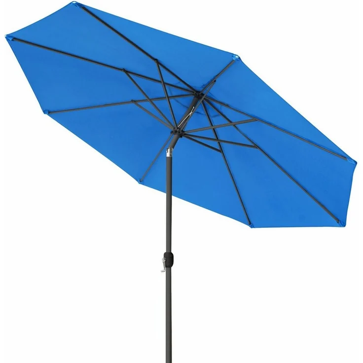 paramondo Sonnenschirm Sonnenschirm 3,5m rund blau Garten Kurbel UV-Schutz Gestell anthrazit, LxB: 350x350 cm, Knickbar & komfortable Kurbelbedienung – Bild 1