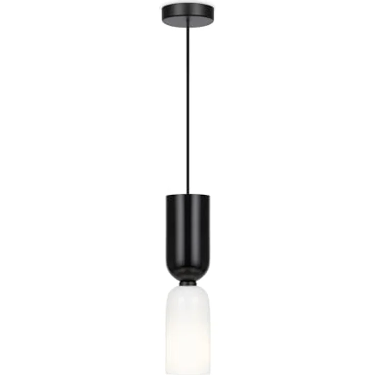 MAYTONI DECORATIVE LIGHTING Hängeleuchte Memory, höhenverstellbar, schwarz, Glas, Metall, für Wohnzimmer, Küche, Schlafzimmer, Esszimmer, Büro, 40 W – Bild 1