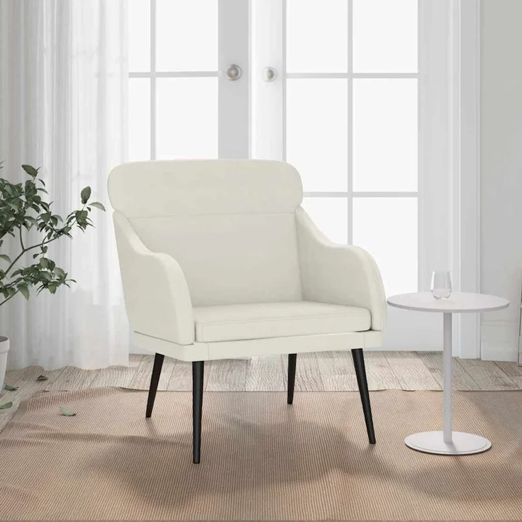Sessel wohnzimmer, Relaxsessel Creme 63x76x80 cm Samt – Bild 1