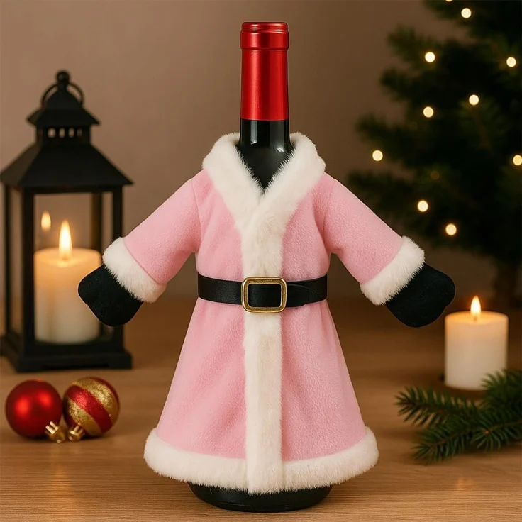 ABC Weinflaschenbezug, für Weihnachten, rot, Plüsch / Textil, 4 x 26 x 21 cm – Bild 5