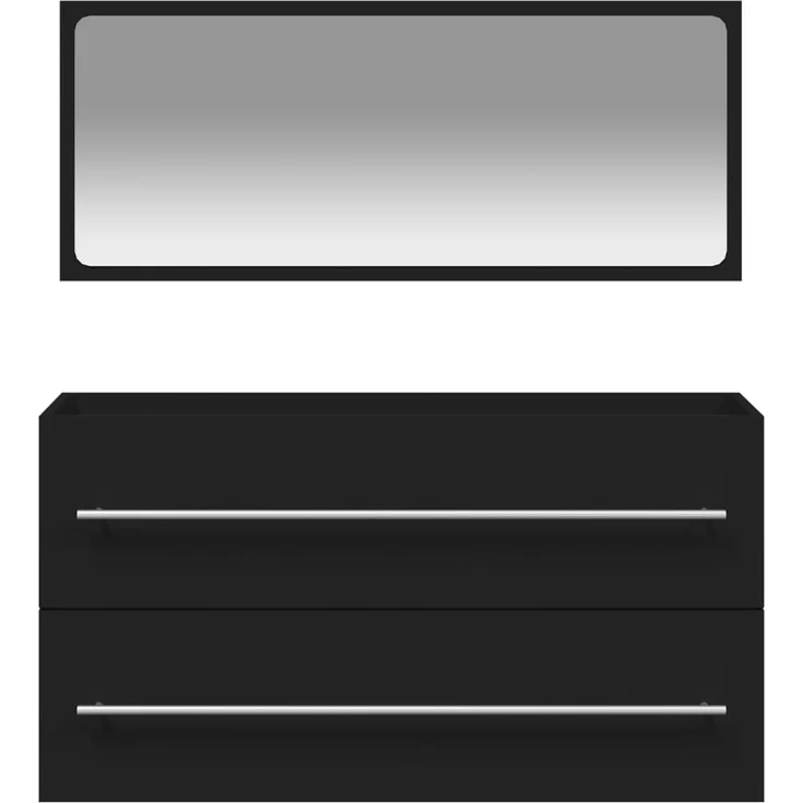 vidaXL Badschrank mit Spiegel Schwarz Holzwerkstoff 833880 – Bild 4